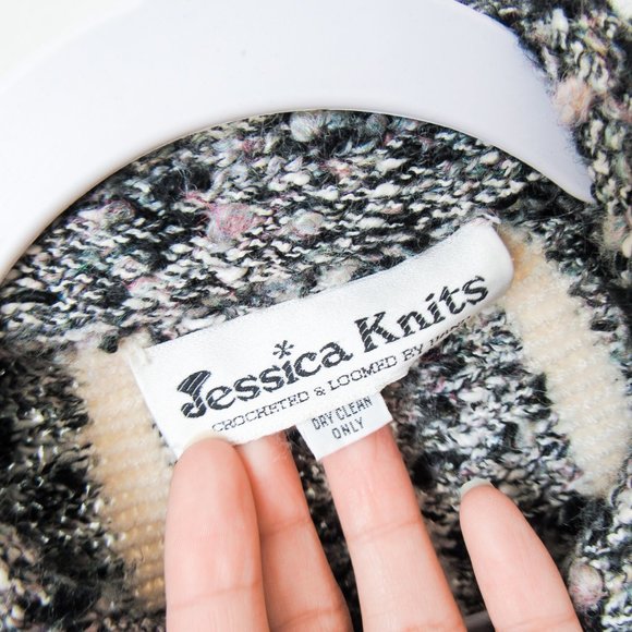 VINTAGE Chic Sophisticated Angora Knit Cardigan Sweater Textured Knit Jacket-M - Picture 3 of 8